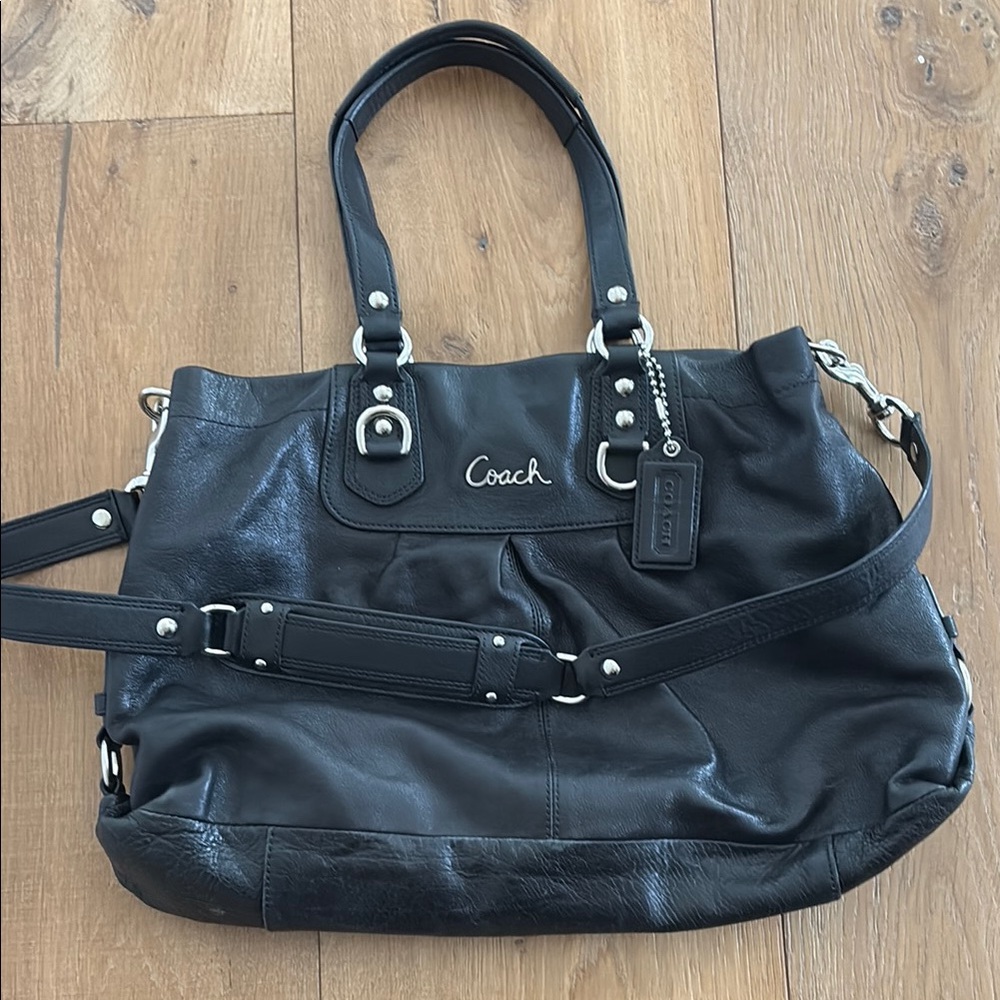 Coach Vintage Black Leather Tote Bag